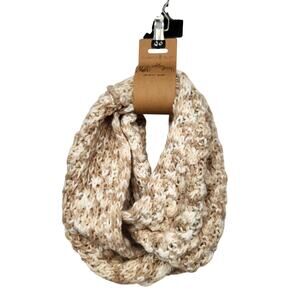 NWT Amanda Blu Cream & Taupe Variegated Chunky Knit Infinitary Scarf Women's OS